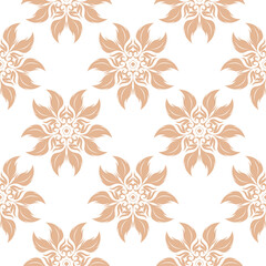 Fototapeta premium Floral seamless pattern. Beige flowers on white background