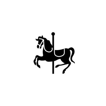 Carousel Horse Flat Vector Icon. Isolated Carousel Horse Illustration Symbol - Vector