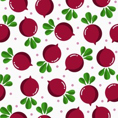 colourful cartoon cute illustration sugar  root beets seamless pattern for background, wallpaper, texture, label, banner, cover, card etc. vector design.