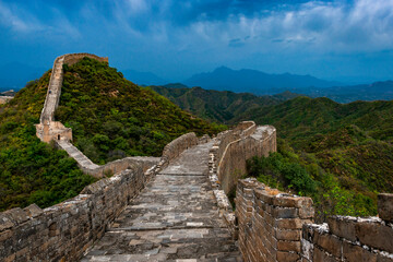 Great Wall of China at the jinshanling section,sunset natural landscape