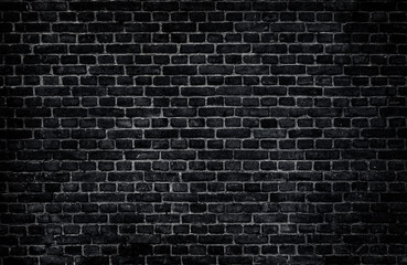 Empty space black brick wall texture background for interior decoration.