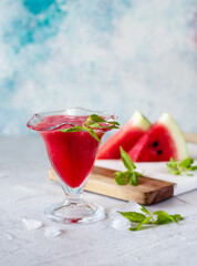 Watermelon smoothie with mint, summer refreshing drink