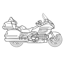 motorcycle sketch, coloring, isolated object on a white background, vector illustration,