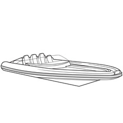 boat sketch, coloring, isolated object on a white background, vector illustration,