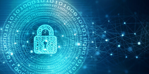 2d illustration Safety concept: Closed Padlock on digital background