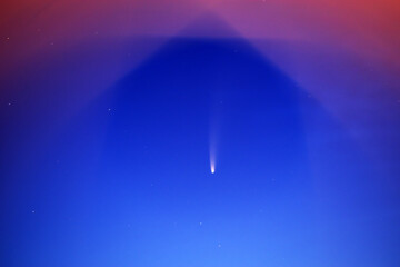 Neowise 2020 Comet on the sunrise morning sky