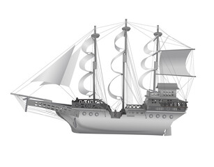 Naklejka premium Vintage sailing ship isolated on white background.