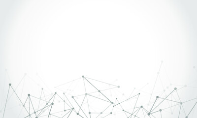 Abstract technology Network nodes, digital connection background with polygonal shapes on white Vector. science technology, data structure, connected points, web.