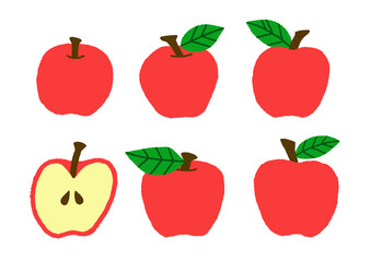 りんご リンゴ 林檎 手描き ベクター イラスト