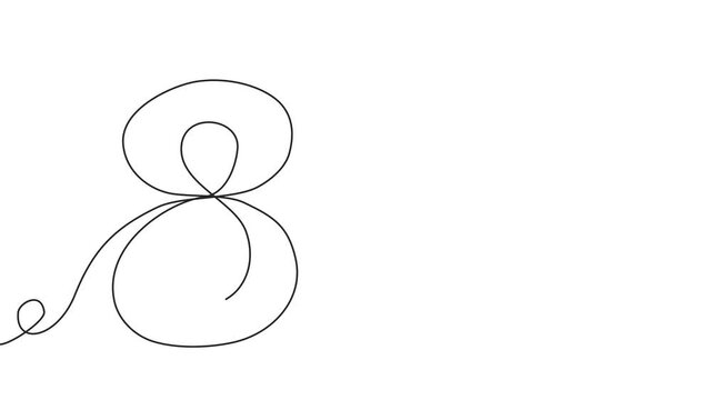 8 march International Women's Day greeting card. Hand made calligraphic lettering. Continuous line drawing.