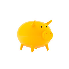 Yellow piggy bank pig, 3D illustration.