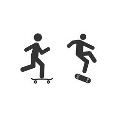 Fototapeta na wymiar Skaters riding skateboard icon. Skateboarding symbol modern, simple, vector, icon for website design, mobile app, ui. Vector Illustration