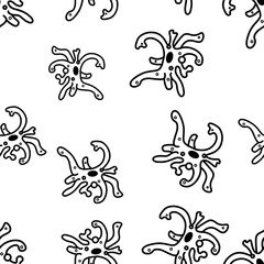 Seamless black-white pattern with amoeba.