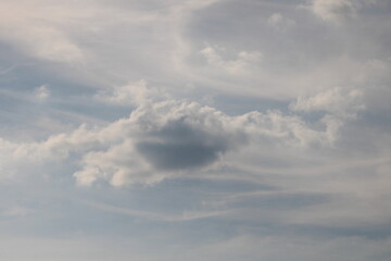 Single dark cloud on a light cloudy blue sky
