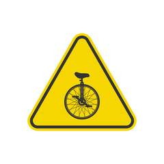 Unicycle attention sign. Caution symbol modern, simple, vector, icon for website design, mobile app, ui. Vector Illustration