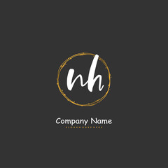 N H NH Initial handwriting and signature logo design with circle. Beautiful design handwritten logo for fashion, team, wedding, luxury logo.