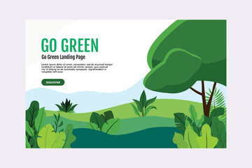 Flat nature landing page template Free Vector