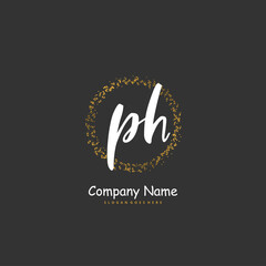 P H PH Initial handwriting and signature logo design with circle. Beautiful design handwritten logo for fashion, team, wedding, luxury logo.