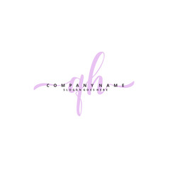 Q H QH Initial handwriting and signature logo design with circle. Beautiful design handwritten logo for fashion, team, wedding, luxury logo.