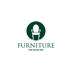 Furniture Logo Template. Simple minimalist furniture interior logo design with flat vector graphics 
