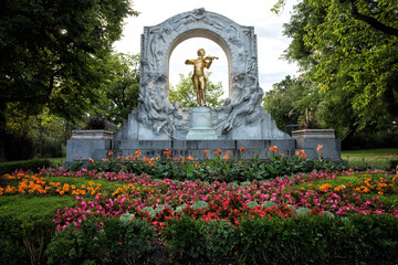 The Statue of Johann Strauss in stadtpark in Vienna, Austria
