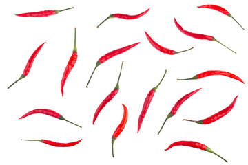 Thai red pepper isolated on white background with clipping path.