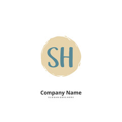 S H SH Initial handwriting and signature logo design with circle. Beautiful design handwritten logo for fashion, team, wedding, luxury logo.
