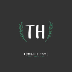 T H TH Initial handwriting and signature logo design with circle. Beautiful design handwritten logo for fashion, team, wedding, luxury logo.