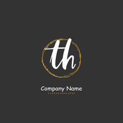 T H TH Initial handwriting and signature logo design with circle. Beautiful design handwritten logo for fashion, team, wedding, luxury logo.