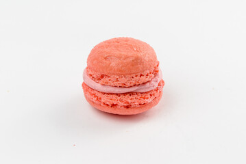  Pink sweet macaroon on a white background