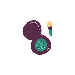 Single eyeshadow palette sign. Sketch simple cosmetics icon. Element for print, posters, advertisement, makeup equipment. Hand drawn flat vector illustration.