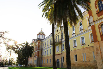 New Athos monastery, temple, medieval building, faith.