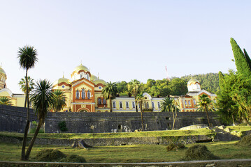 New Athos monastery, temple, medieval building, faith.