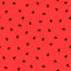 Seamless pattern with watermelon seeds. Endless red background for National Watermelon Day.