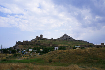 Fototapeta na wymiar Virgo fortress on the mountain, medieval building, view. 