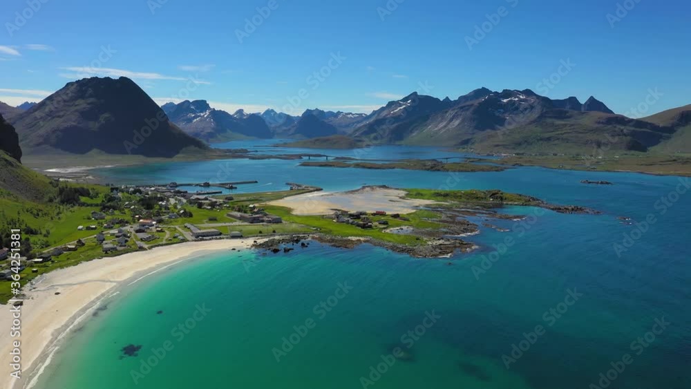 Wall mural beach lofoten islands is an archipelago in the county of nordland, norway.