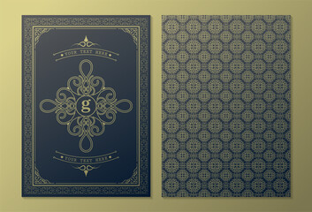 Vintage ornament greeting card vector template