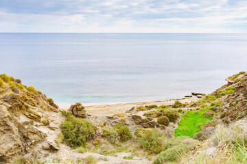 Fototapeta na wymiar Almeria coast with rocks formation, Spain