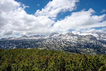Mountain landscape with high alpine peaks. Dachstein. Austria