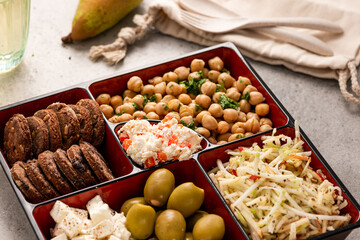 Lunchbox with Healthy Salad,Cookies. Bento for Office or Work Lunch