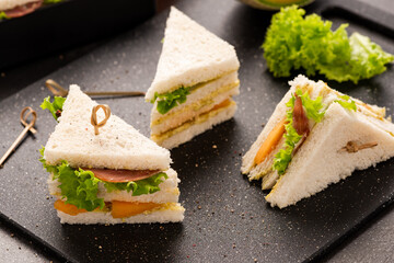 Tramezzino Bread with Melon and Salad and Ham