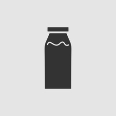 Milk bottle icon flat