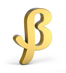 Beta made of gold. 3d golden Greek letter. 3d illustration.