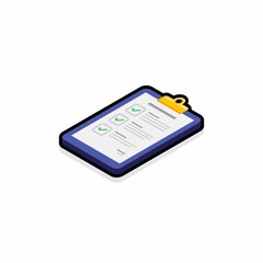 Fototapeta premium Checklist Isometric left view - Black Stroke+Shadow icon vector isometric. Flat style vector illustration.