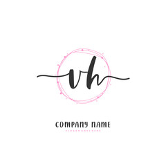 V H VH Initial handwriting and signature logo design with circle. Beautiful design handwritten logo for fashion, team, wedding, luxury logo.