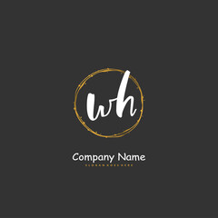 W H WH Initial handwriting and signature logo design with circle. Beautiful design handwritten logo for fashion, team, wedding, luxury logo.