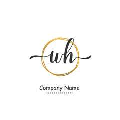 W H WH Initial handwriting and signature logo design with circle. Beautiful design handwritten logo for fashion, team, wedding, luxury logo.