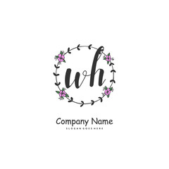 W H WH Initial handwriting and signature logo design with circle. Beautiful design handwritten logo for fashion, team, wedding, luxury logo.