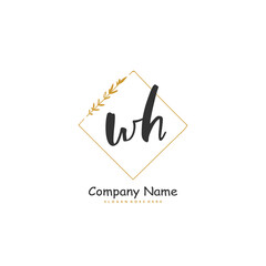 W H WH Initial handwriting and signature logo design with circle. Beautiful design handwritten logo for fashion, team, wedding, luxury logo.