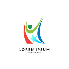 Star people logo design. Reaching stars vector logo. Academic education 